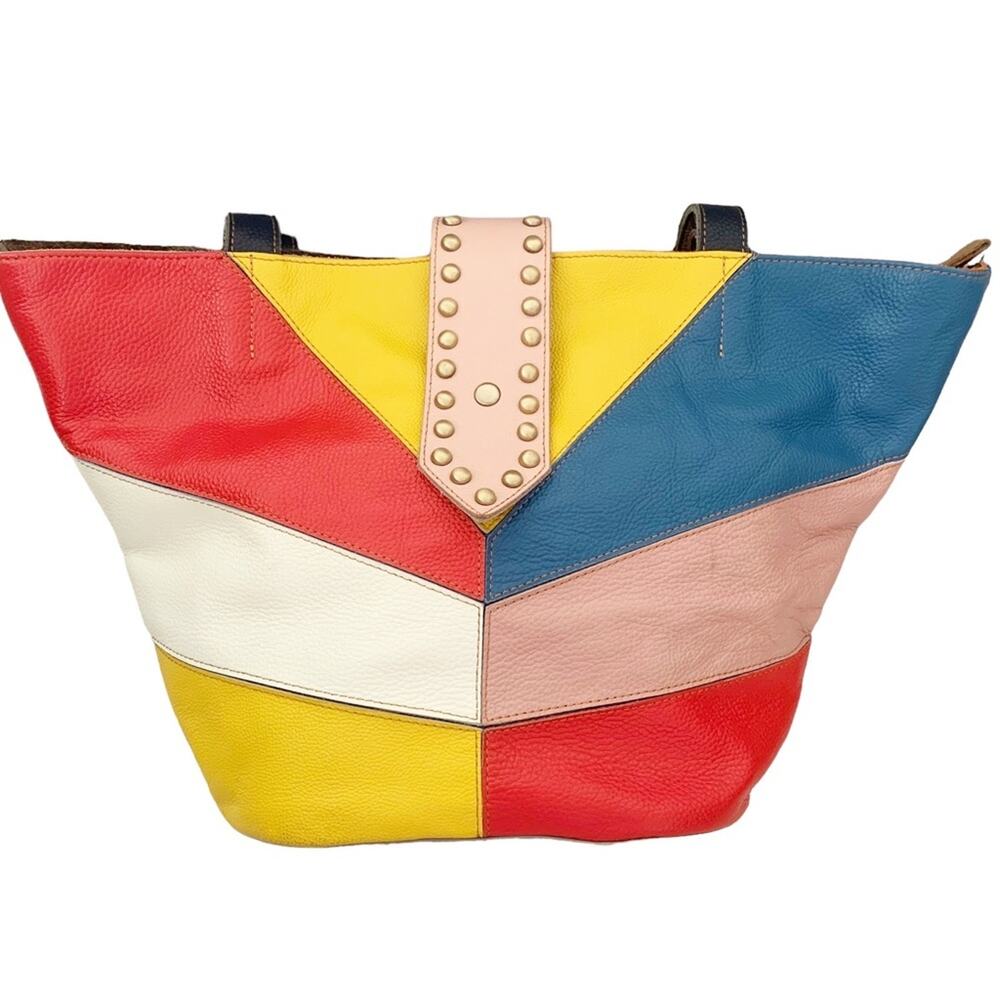 Ameri Leather Thea Multicolor Colorblock Leather … - image 4
